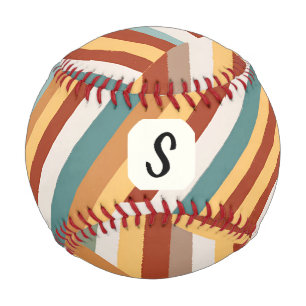 Benutzerdefiniertes Monogramm Retro 70er Geometric Baseball