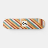 Benutzerdefiniertes Monogramm Retro 70er Geometris Skateboard (Horizontal)