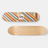 Benutzerdefiniertes Monogramm Retro 70er Geometris Skateboard (Horizontal)