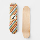 Benutzerdefiniertes Monogramm Retro 70er Geometris Skateboard (Vorderseite)