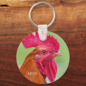 Benutzerdefiniertes Monogramm-Rooster-Nah-Up Schlüsselanhänger (Vorderseite)