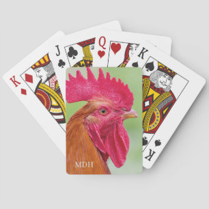 Benutzerdefiniertes Monogramm-Rooster-Nah-Up Spielkarten