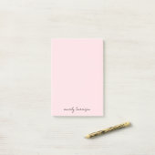 Benutzerdefiniertes Monogramm Rosa Chic Minimalist Post-it Klebezettel (Auf Schreibtisch)