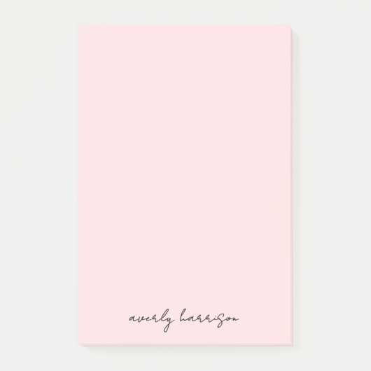 Benutzerdefiniertes Monogramm Rosa Chic Minimalist Post-it Klebezettel (Vorderseite)