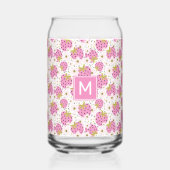 Benutzerdefiniertes Monogramm Rosa Erdbeeren Muste Dosenglas (Rückseite)
