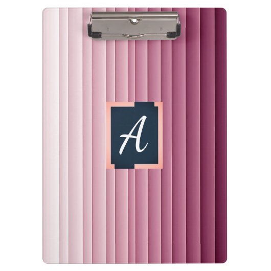Benutzerdefiniertes Monogramm Rosa Farbverlauf Ver Klemmbrett (Vorderseite)