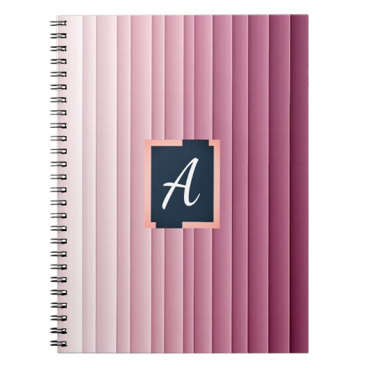 Benutzerdefiniertes Monogramm Rosa Farbverlauf Ver Notizblock (Vorderseite)
