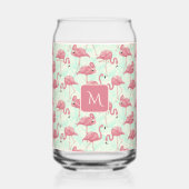 Benutzerdefiniertes Monogramm rosa Flamingos-Muste Dosenglas (Vorderseite)