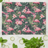 Benutzerdefiniertes Monogramm rosa Flamingos tropi Geschirrtuch (Gefaltet)