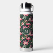 Benutzerdefiniertes Monogramm rosa Flamingos tropi Trinkflasche (Hinten)