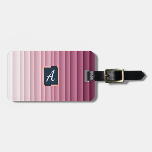 Benutzerdefiniertes Monogramm Rosa Gradient Vertik Gepäckanhänger (Vorderseite horizontal)