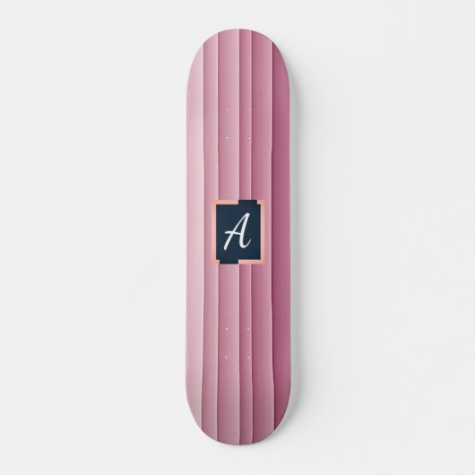 Benutzerdefiniertes Monogramm Rosa Gradient Vertik Skateboard (Vorne)