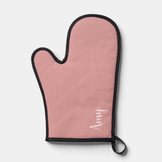 Benutzerdefiniertes Monogramm, rosa mit Skripttypo Ofenhandschuh (Vorderseite)
