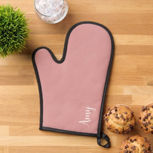Benutzerdefiniertes Monogramm, rosa mit Skripttypo Ofenhandschuh (Oben unten)