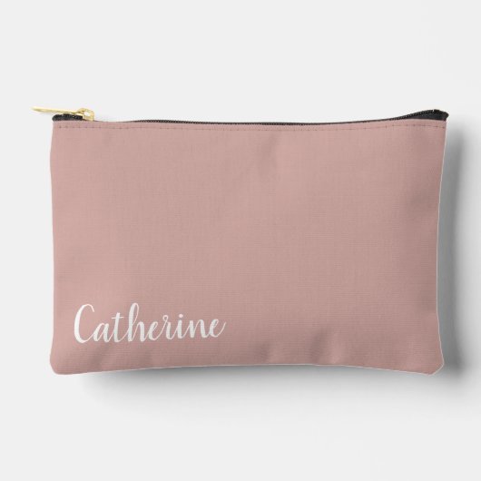 Benutzerdefiniertes Monogramm, rosa mit Skripttypo Zubehörtasche (Vorderseite)