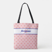 Benutzerdefiniertes Monogramm Rosa Schachbrett Blu Tasche (Rückseite)