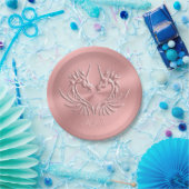 Benutzerdefiniertes Monogramm, rosa, skaliges Drac Pappteller (Party)