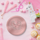 Benutzerdefiniertes Monogramm, rosa, skaliges Drac Pappteller (Party)