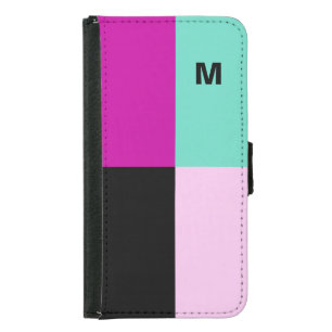 Benutzerdefiniertes Monogramm Rosa Türkisch Modern Geldbeutel Hülle Für Das Samsung Galaxy S5