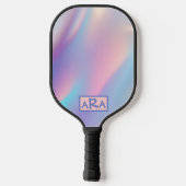 Benutzerdefiniertes Monogramm Rosa und lila Farbve Pickleball Schläger (Rückseite)
