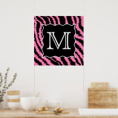 Benutzerdefiniertes Monogramm Rosa und Schwarz Zeb Poster (Küche)
