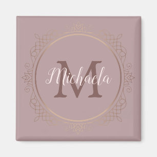Benutzerdefiniertes Monogramm-Rose Gold-Template-E Magnet