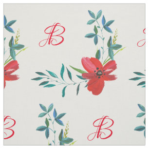 Benutzerdefiniertes Monogramm Rote Mohnblumen Baum Stoff