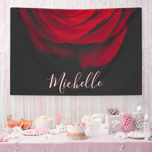 Benutzerdefiniertes Monogramm rote Rose Vintage-Fo Banner