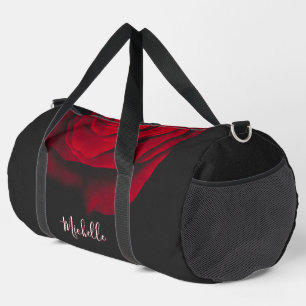 Benutzerdefiniertes Monogramm rote Rose Vintage-Fo Duffle Bag