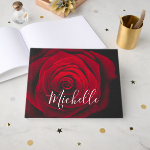 Benutzerdefiniertes Monogramm rote Rose Vintage-Fo Gästebuch