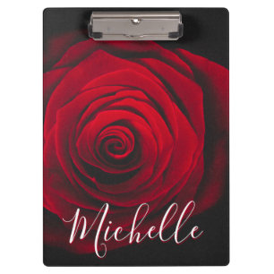 Benutzerdefiniertes Monogramm rote Rose Vintage-Fo Klemmbrett