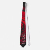 Benutzerdefiniertes Monogramm rote Rose Vintage-Fo Krawatte (Vorderseite)