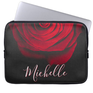 Benutzerdefiniertes Monogramm rote Rose Vintage-Fo Laptopschutzhülle