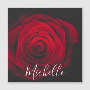 Benutzerdefiniertes Monogramm rote Rose Vintage-Fo Magnetkarte