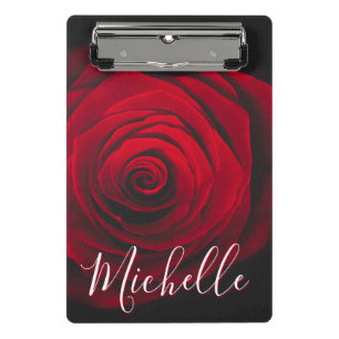 Benutzerdefiniertes Monogramm rote Rose Vintage-Fo Mini Klemmbrett