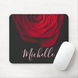 Benutzerdefiniertes Monogramm rote Rose Vintage-Fo Mousepad