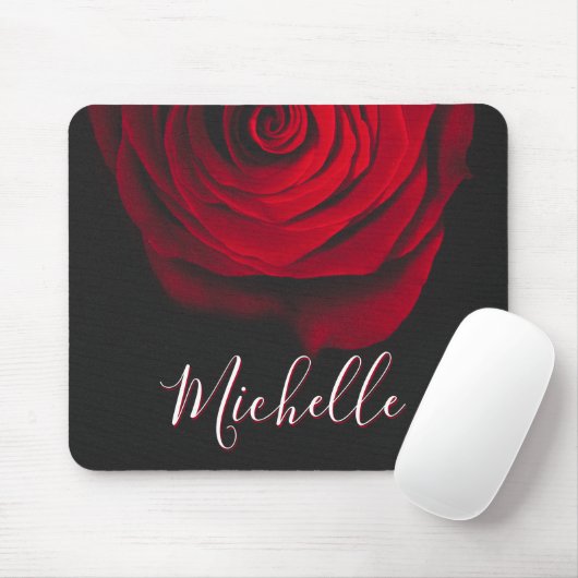 Benutzerdefiniertes Monogramm rote Rose Vintage-Fo Mousepad (Mit Mouse)