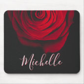Benutzerdefiniertes Monogramm rote Rose Vintage-Fo Mousepad (Vorne)