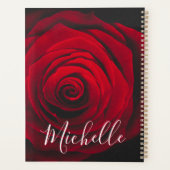 Benutzerdefiniertes Monogramm rote Rose Vintage-Fo Planer (Rückseite)