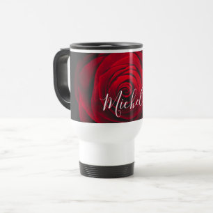 Benutzerdefiniertes Monogramm rote Rose Vintage-Fo Reisebecher