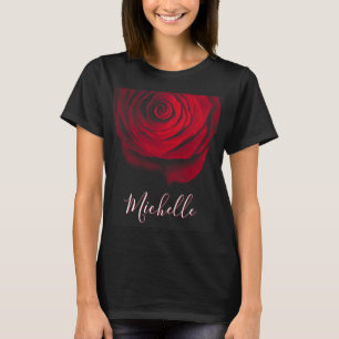 Benutzerdefiniertes Monogramm rote Rose Vintage-Fo T-Shirt