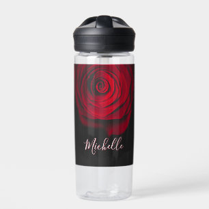 Benutzerdefiniertes Monogramm rote Rose Vintage-Fo Trinkflasche