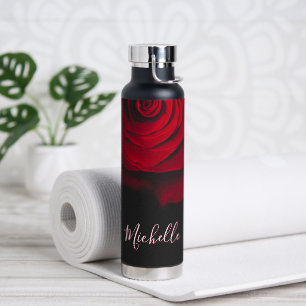 Benutzerdefiniertes Monogramm rote Rose Vintage-Fo Trinkflasche