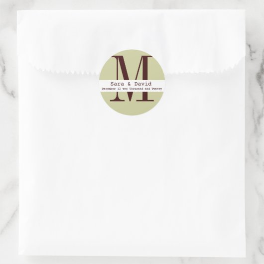 Benutzerdefiniertes Monogramm Runder Aufkleber (Tasche)