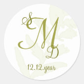 Benutzerdefiniertes Monogramm Runder Aufkleber (Vorderseite)