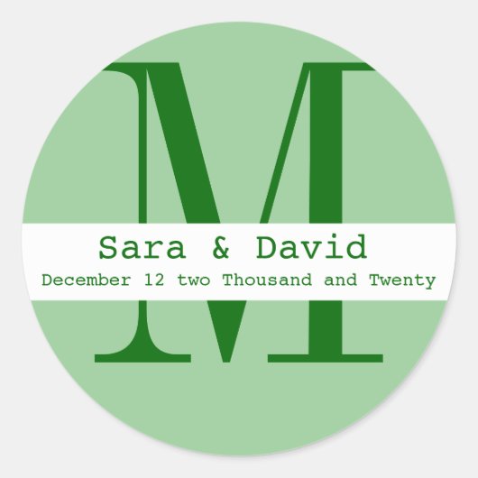 Benutzerdefiniertes Monogramm Runder Aufkleber (Vorderseite)