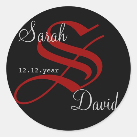 Benutzerdefiniertes Monogramm Runder Aufkleber (Vorderseite)