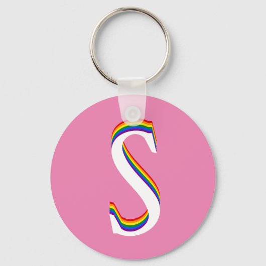 Benutzerdefiniertes Monogramm S LGBTQ Gay Pride Ra Schlüsselanhänger (Vorderseite)