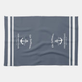 Benutzerdefiniertes Monogramm Schieferblau Coastal Geschirrtuch (Horizontal)