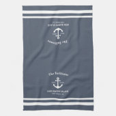 Benutzerdefiniertes Monogramm Schieferblau Coastal Geschirrtuch (Vertikal)